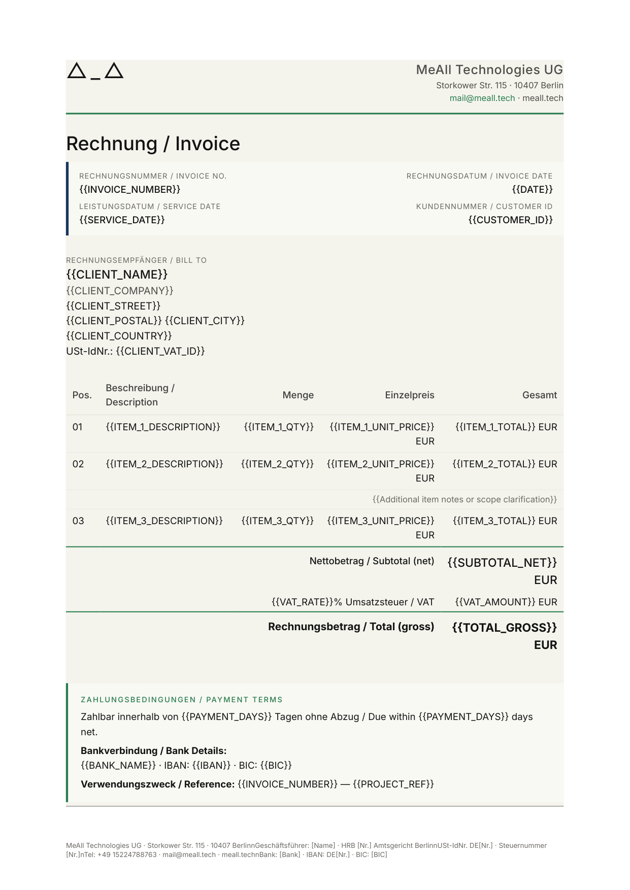 Invoice page 1