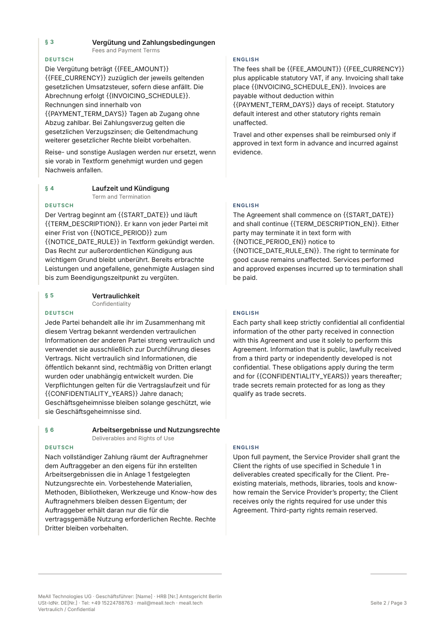 Bilingual services agreement page 2